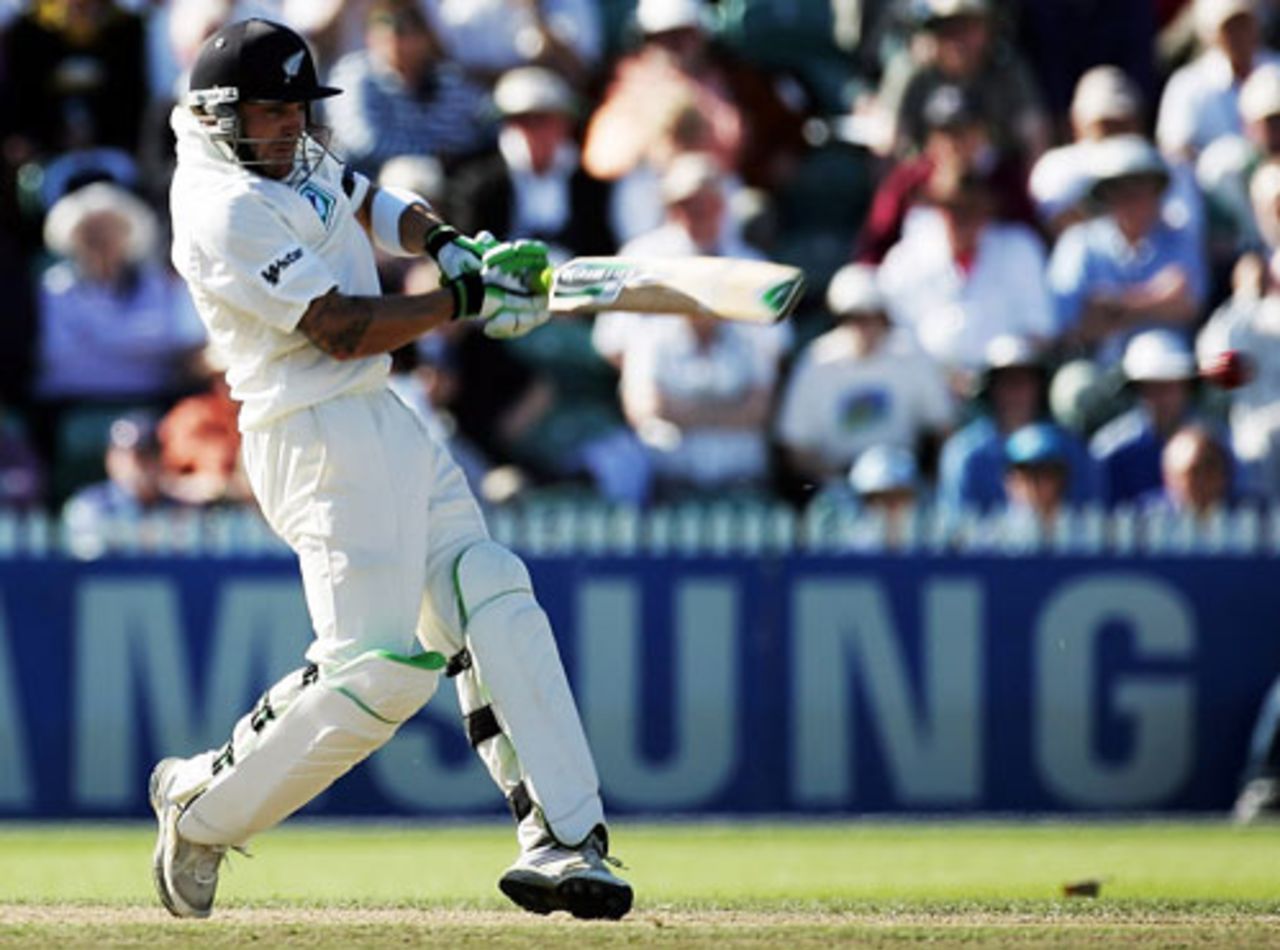 Brendon McCullum pulls during his brisk fifty, New Zealand v England, 1st Test, Hamilton, March 5, 2008