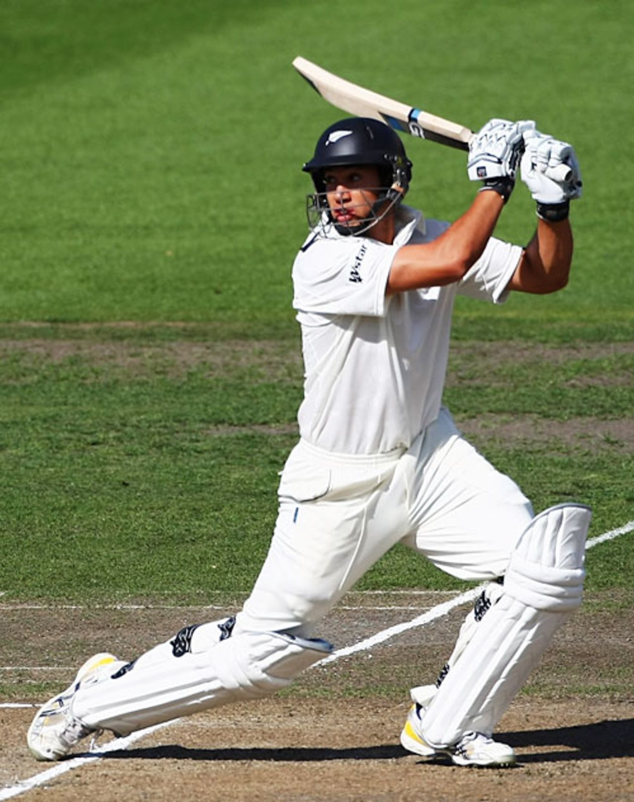 Ross Taylor drives on his way to his maiden Test hundred, New Zealand v England, 1st Test, Hamilton, March 6, 2008