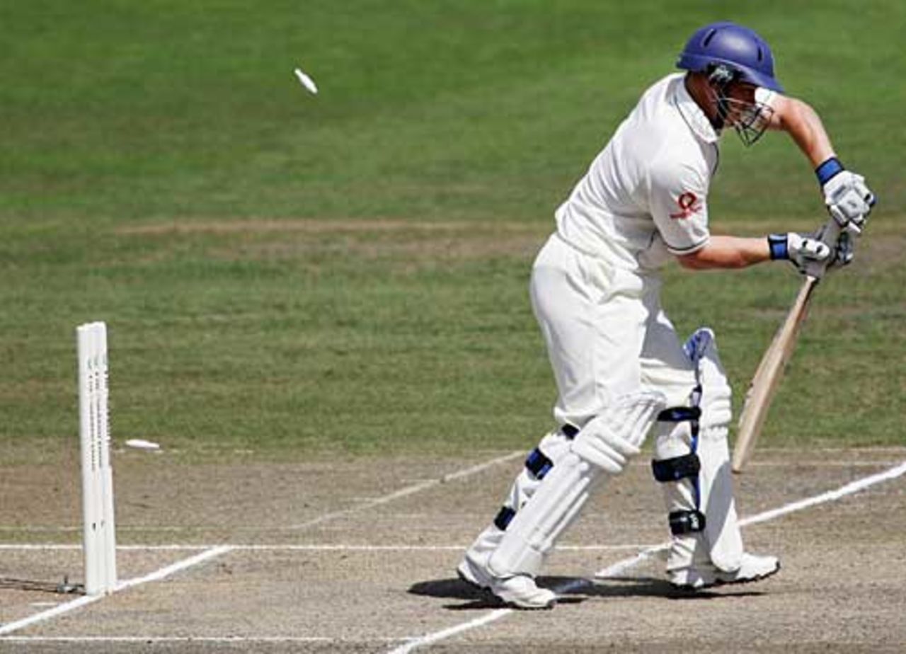 Tim Ambrose is bowled for a duck by Chris Martin, New Zealand v England, 1st Test, Hamilton, March 9, 2008