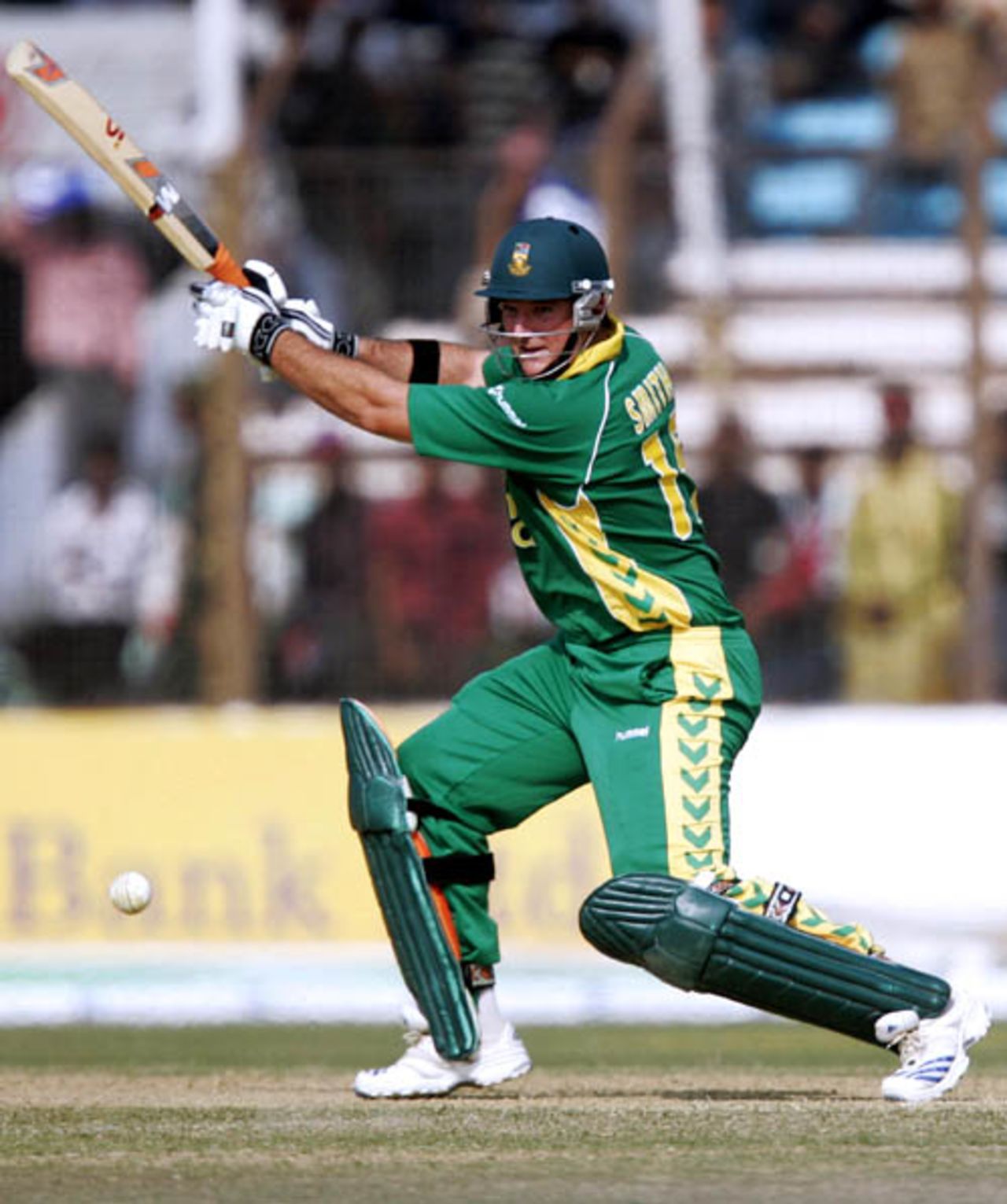 Graeme Smith places the ball through the off side, Bangladesh v South Africa, 1st ODI, Chittagong, March 9, 2008