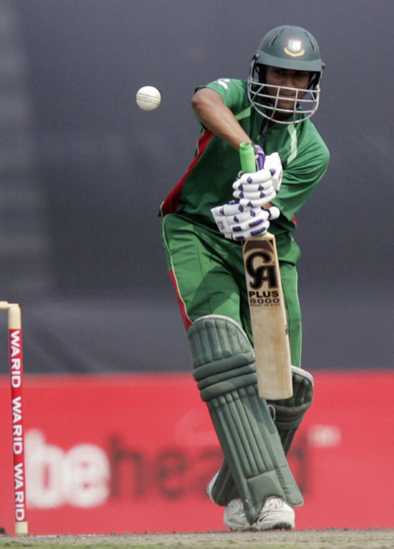 Shakib Al Hasan defends the ball off the front foot, Bangladesh v South Africa, 2nd ODI, Mirpur, March 12, 2008