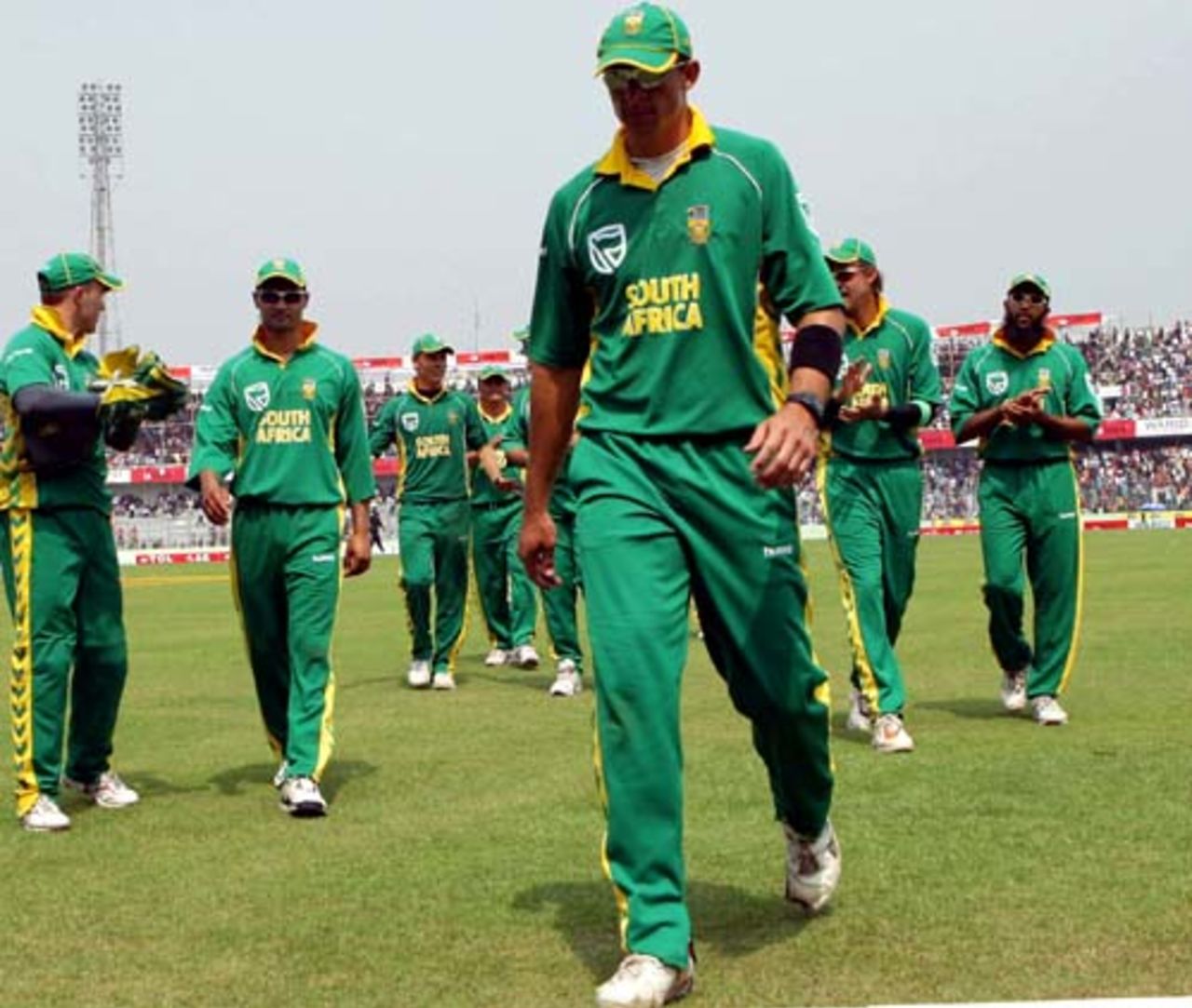 Andre Nel leads the team off the field, Bangladesh v South Africa, 2nd ODI, Mirpur, March 12, 2008