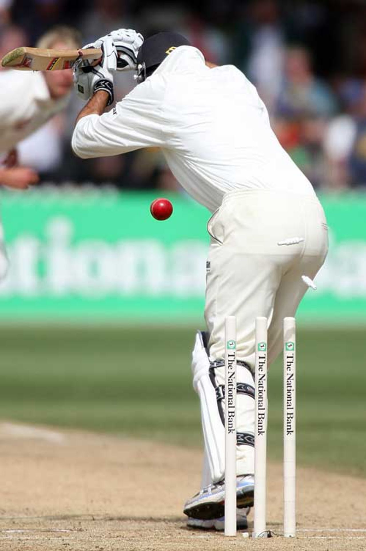 Stephen Fleming leaves and is bowled by Stuart Broad, New Zealand v England, 2nd Test, 3rd day, Wellington, March 16, 2008