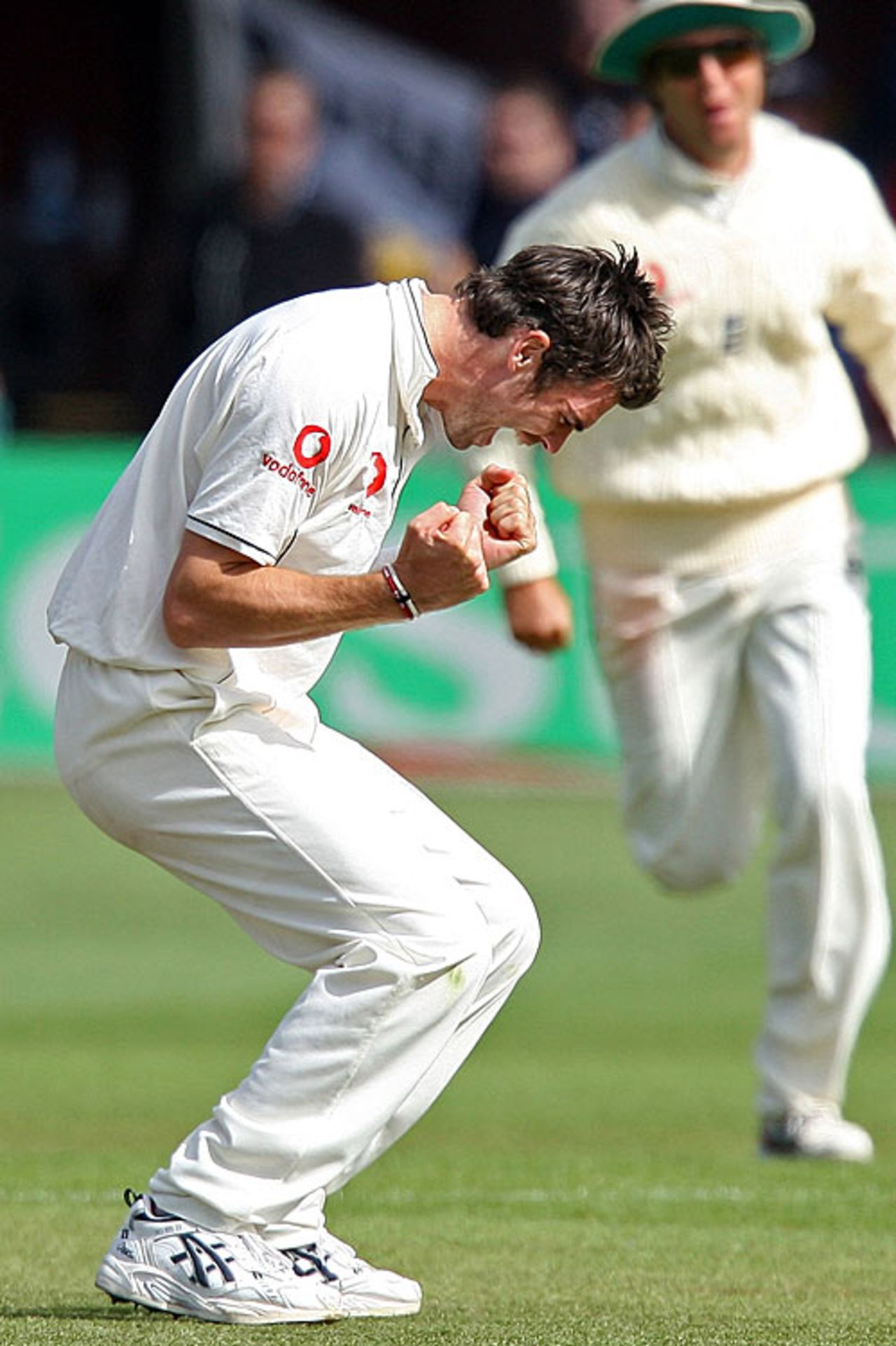 James Anderson celebrates Mathew Sinclair's wicket, New Zealand v England, 2nd Test, 3rd day, Wellington, March 16, 2008