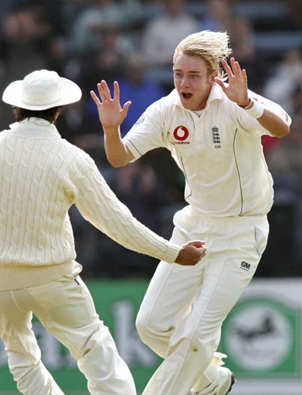 Stuart Broad shows his delighted helping England's cause, New Zealand v England, 2nd Test, 3rd day, Wellington, March 16, 2008