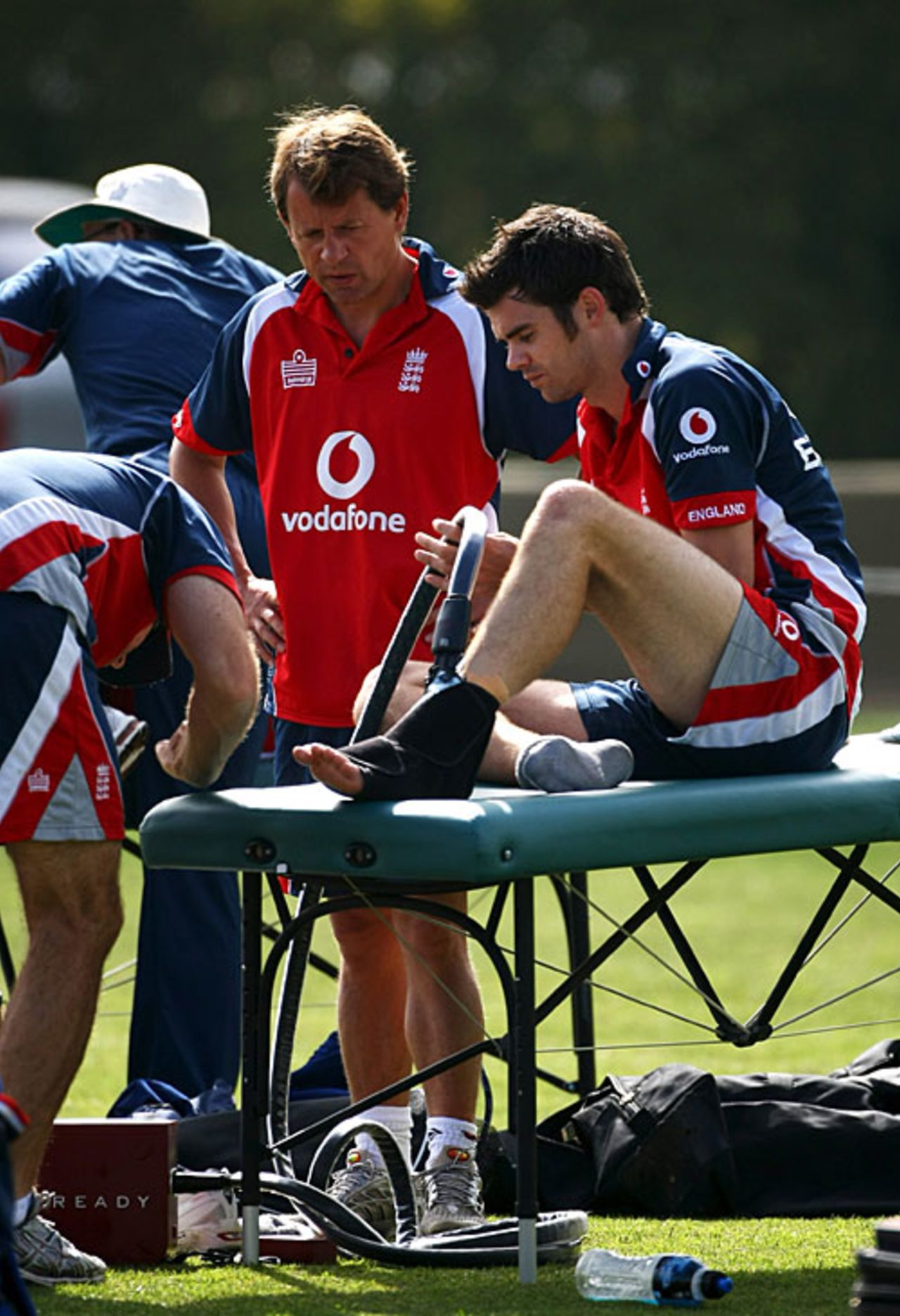 James Anderson gets his ankle checked, Napier, March 20, 2008