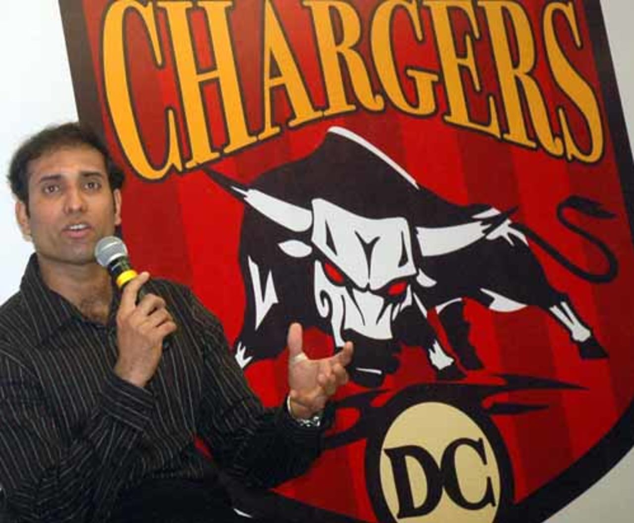 VVS Laxman speaks at the launch of the Deccan Chargers, the Hyderabad-based IPL outfit, March 18, 2008