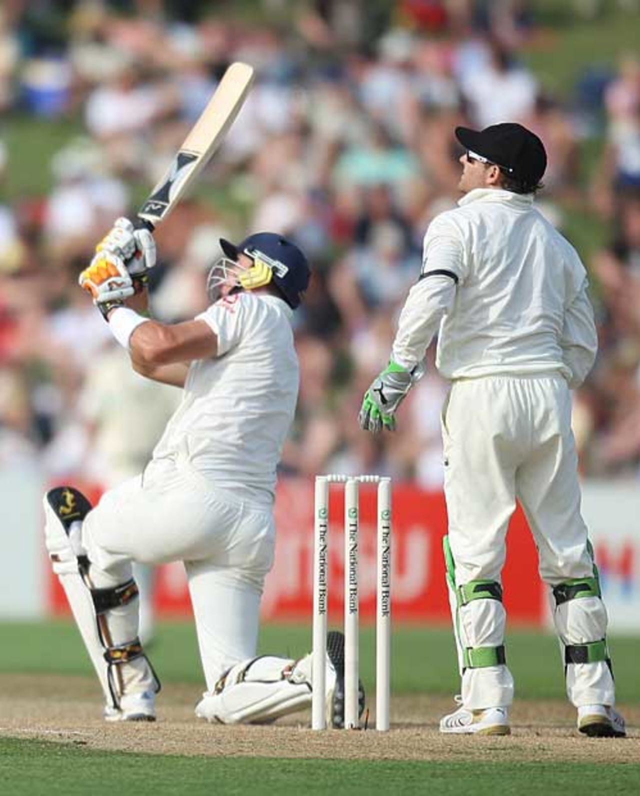 Kevin Pietersen brings out the slog-sweep, New Zealand v England, 3rd Test, Napier, March 22, 2008