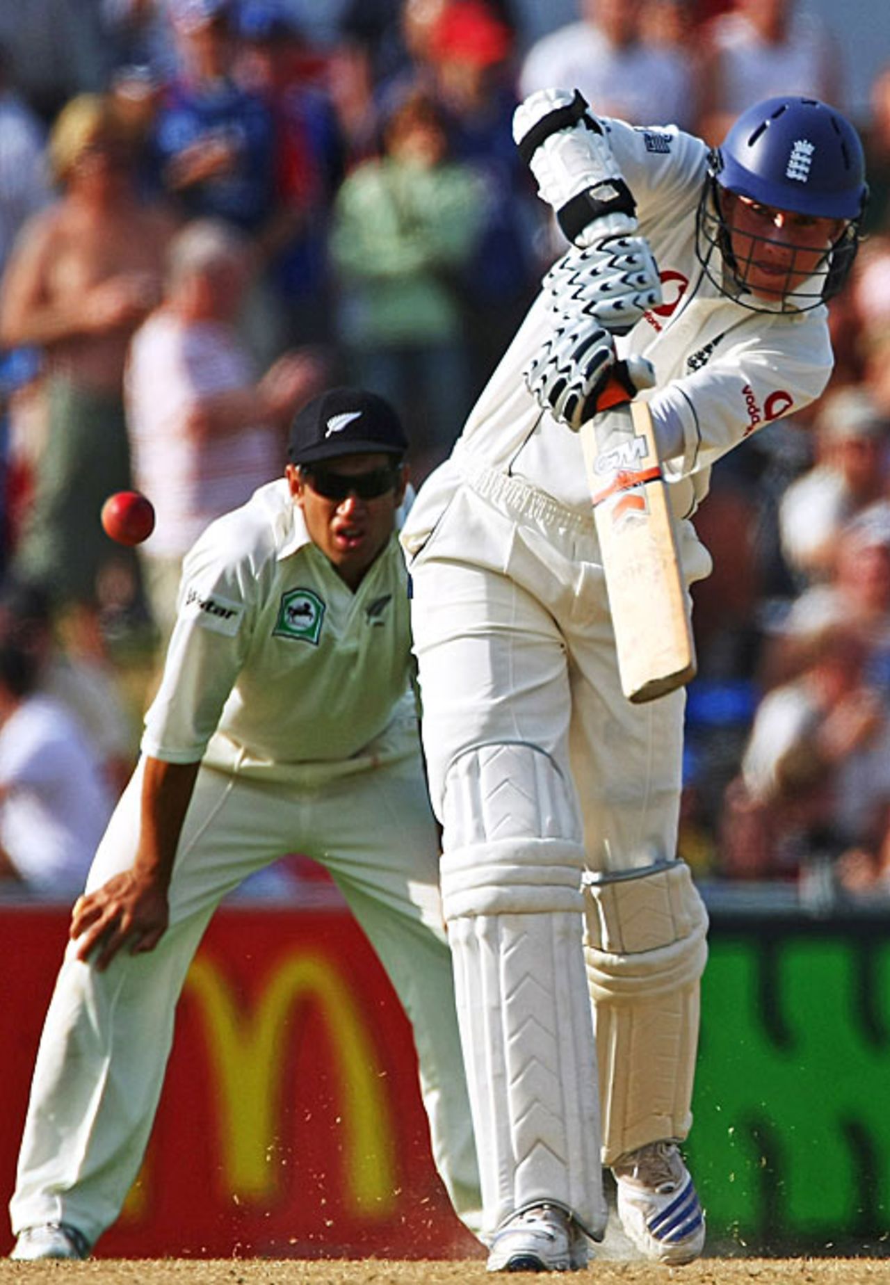 Stuart Broad drives to leg, New Zealand v England, 3rd Test, Napier, March 22, 2008
