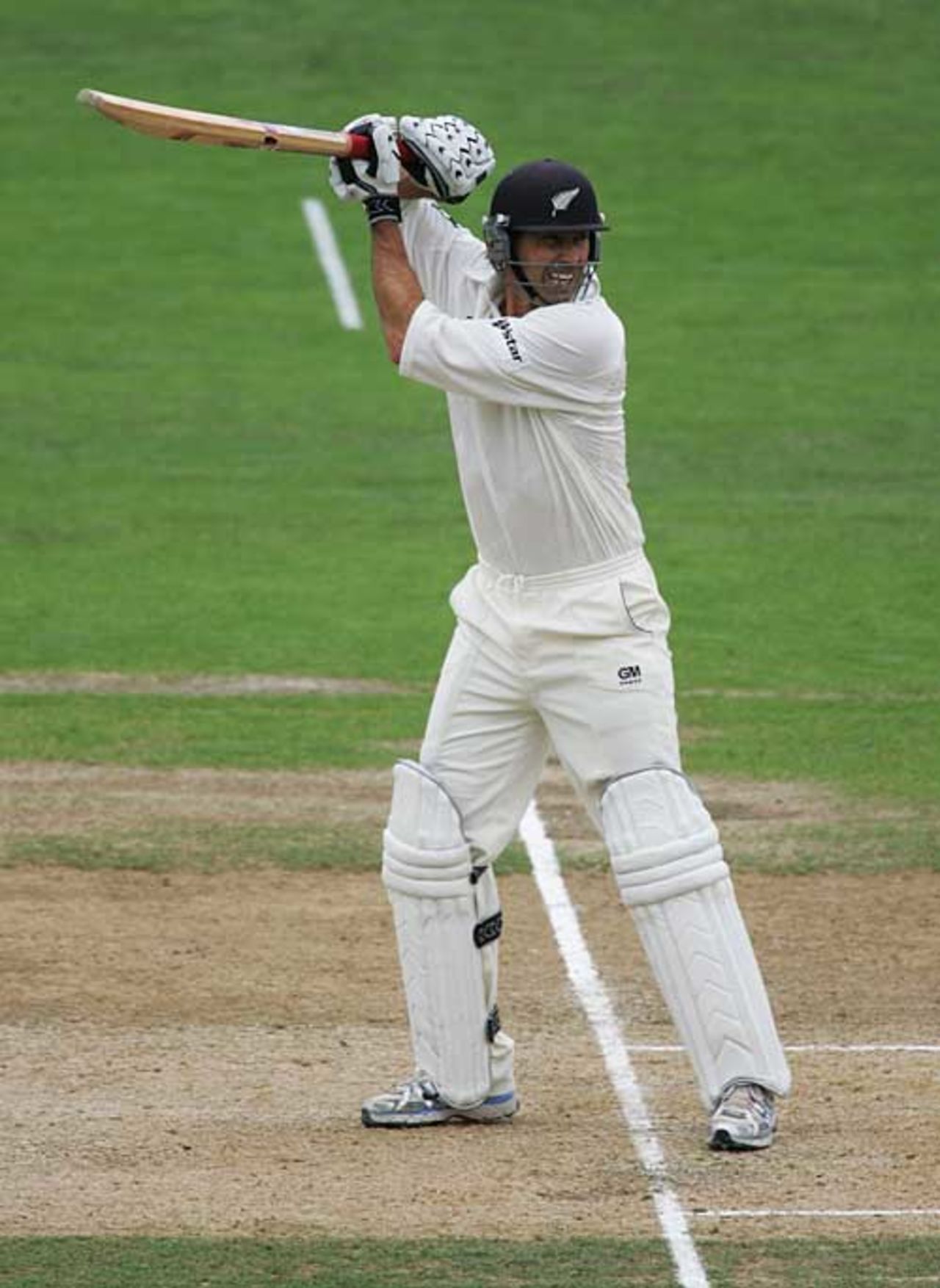 Stephen Fleming drives off the back foot, New Zealand v England, 3rd Test, Napier, March 23, 2008