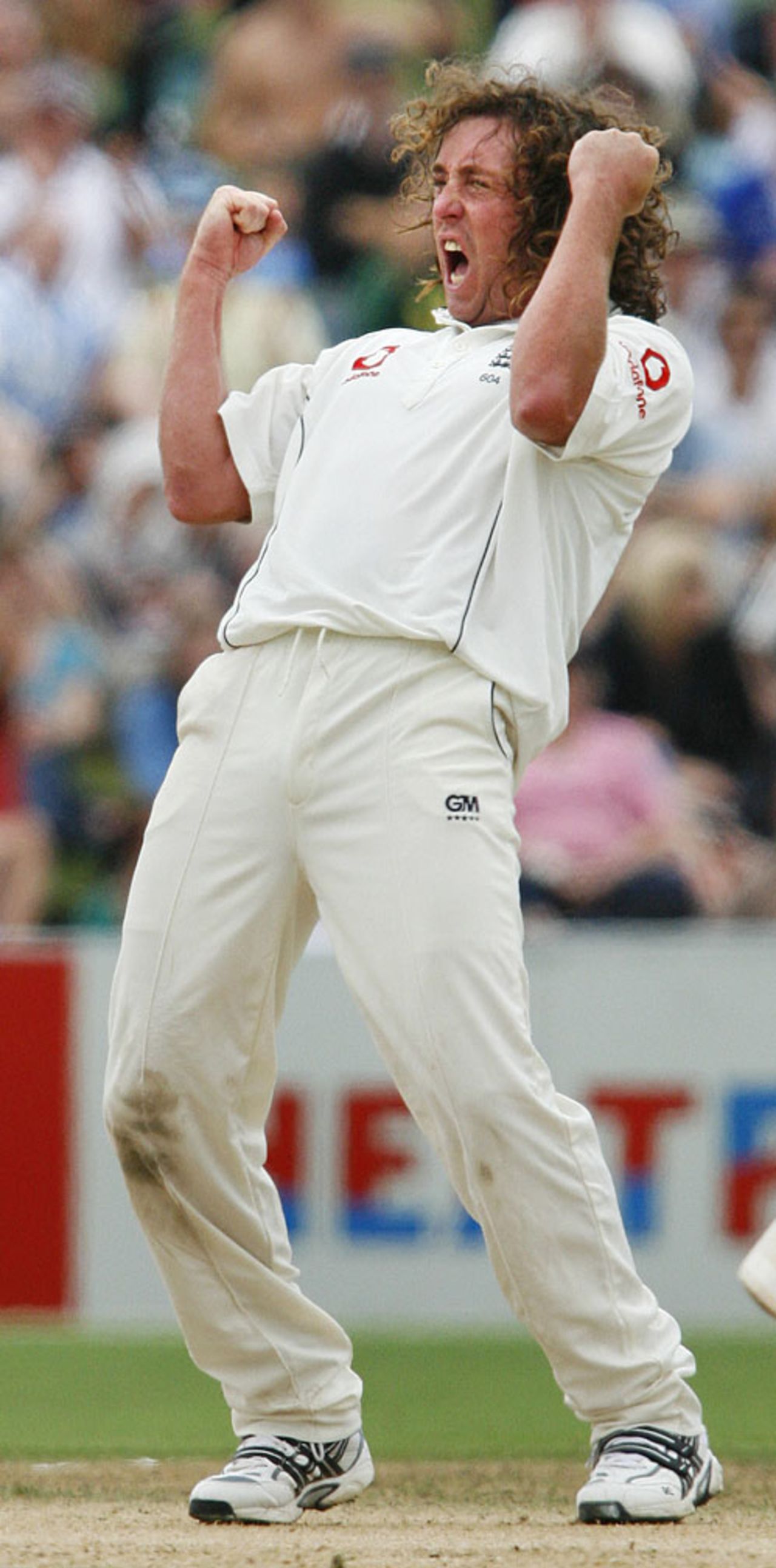 Ryan Sidebottom roars his delight after dismissing Brendon McCullum, New Zealand v England, 3rd Test, Napier, March 23, 2008