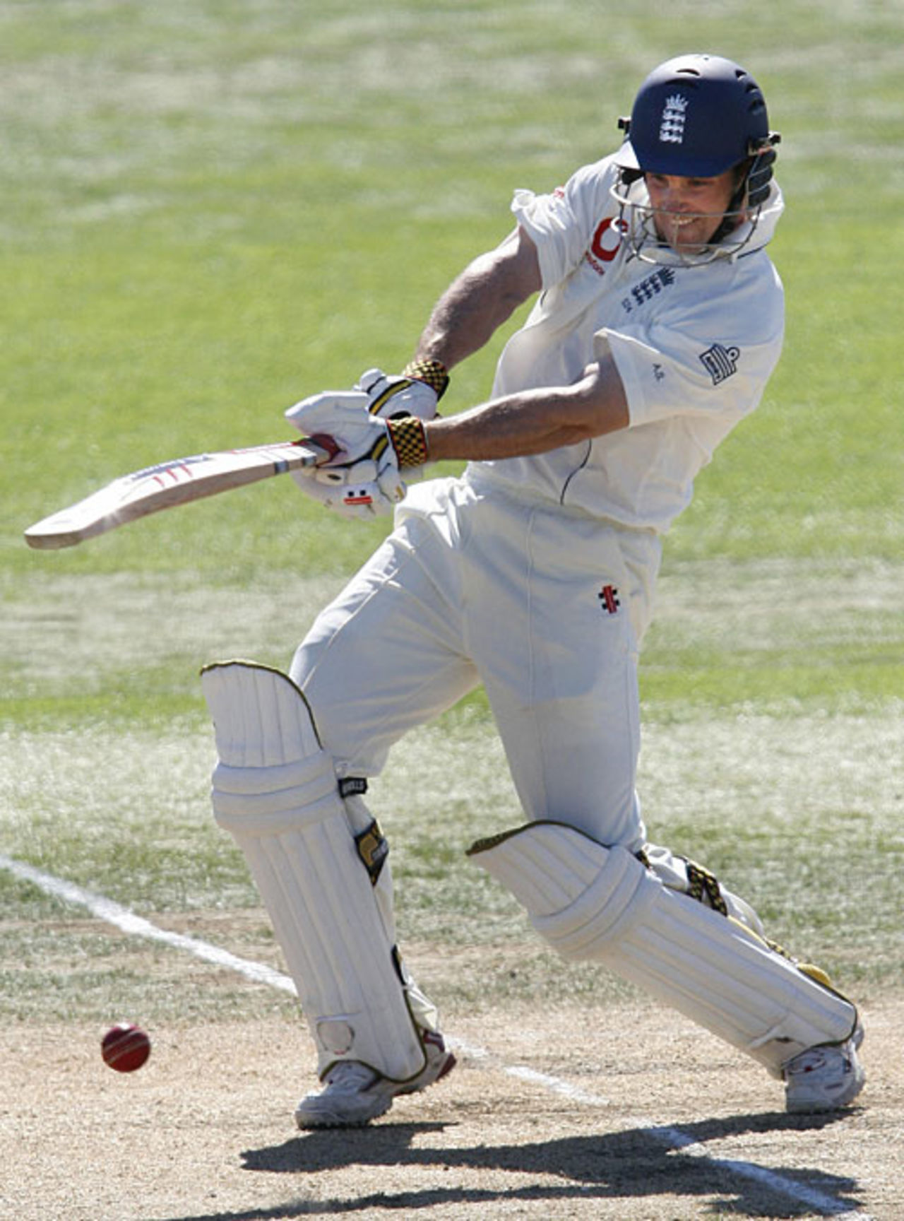 Andrew Strauss drives during his century, New Zealand v England, 3rd Test, Napier, March 24, 2008