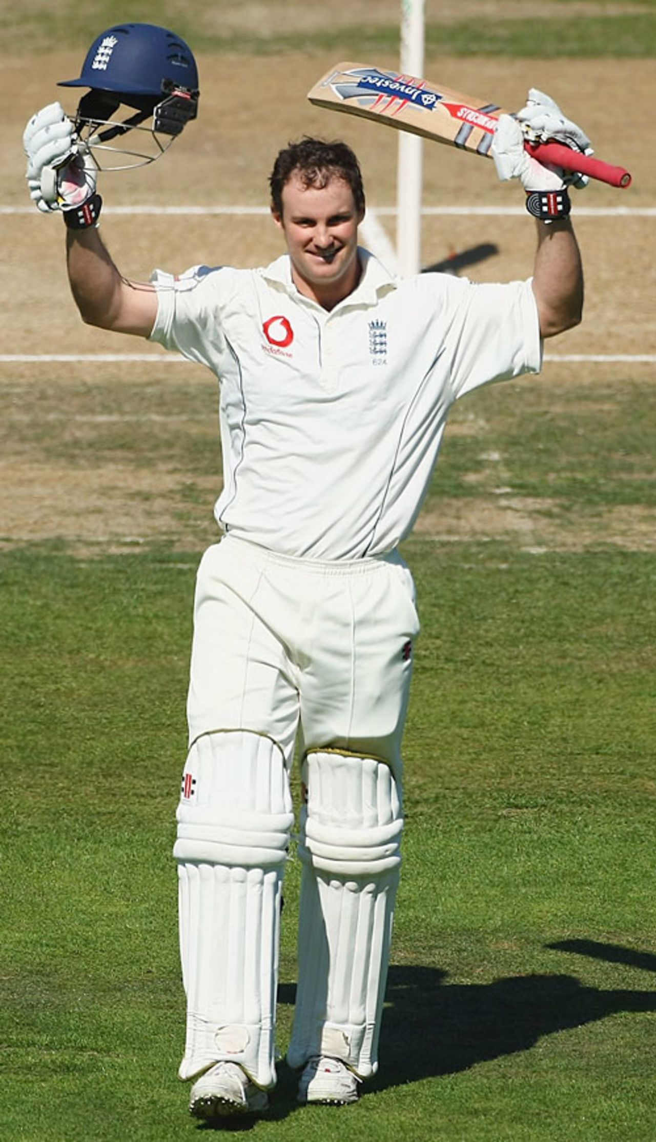 Andrew Strauss celebrates his 11th Test century, New Zealand v England, 3rd Test, Napier, March 24, 2008