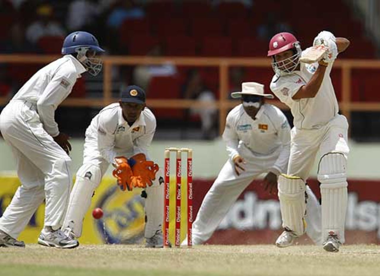 Ramnaresh Sarwan played Sri Lanka's spinners adeptly, West Indies v Sri Lanka, 1st Test, Guyana, 3rd day, March 24, 2008