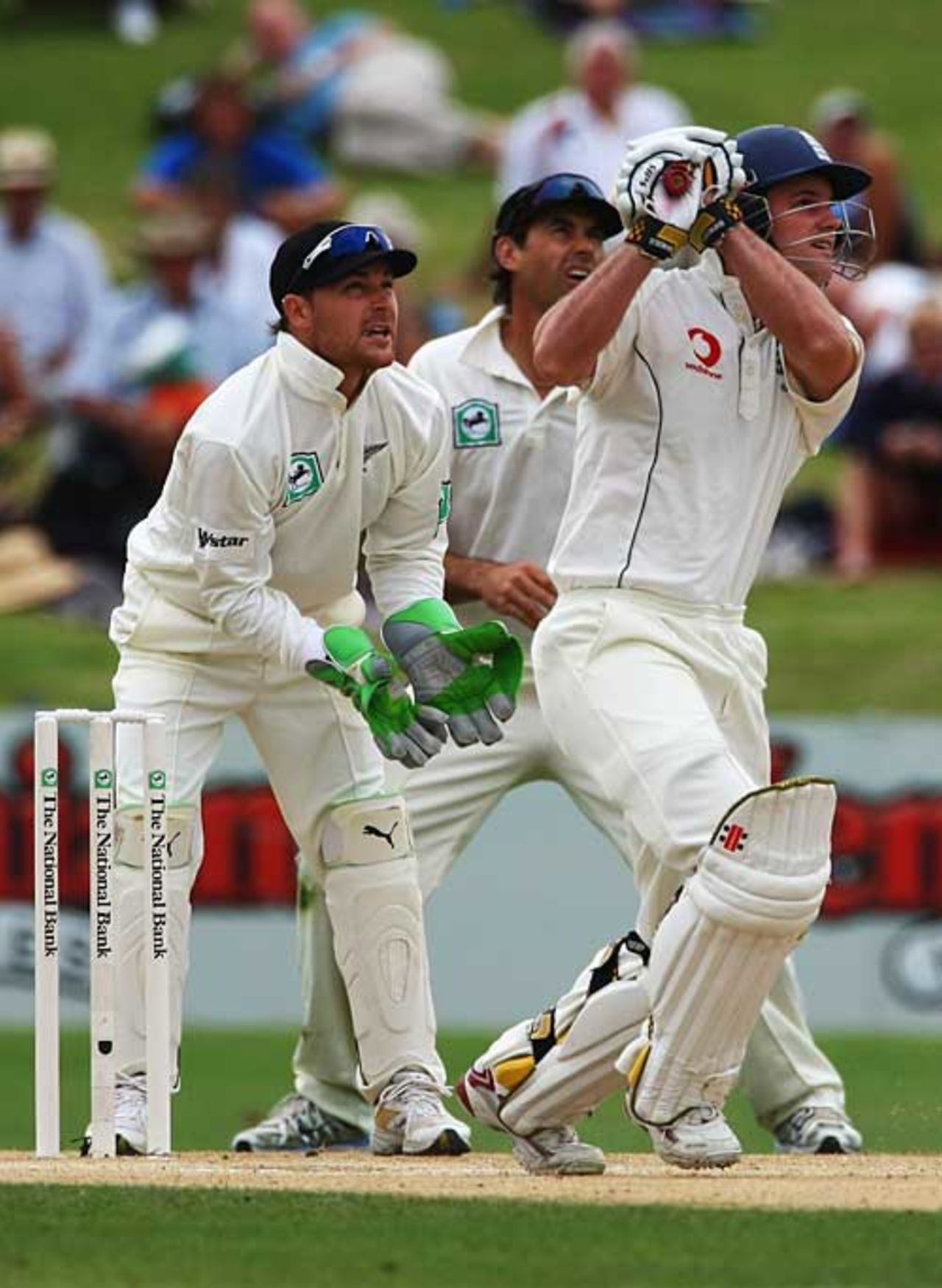 Andrew Strauss lofts a catch into the deep to end his innings on 177, New Zealand v England, 3rd Test, Napier, March 25, 2008
