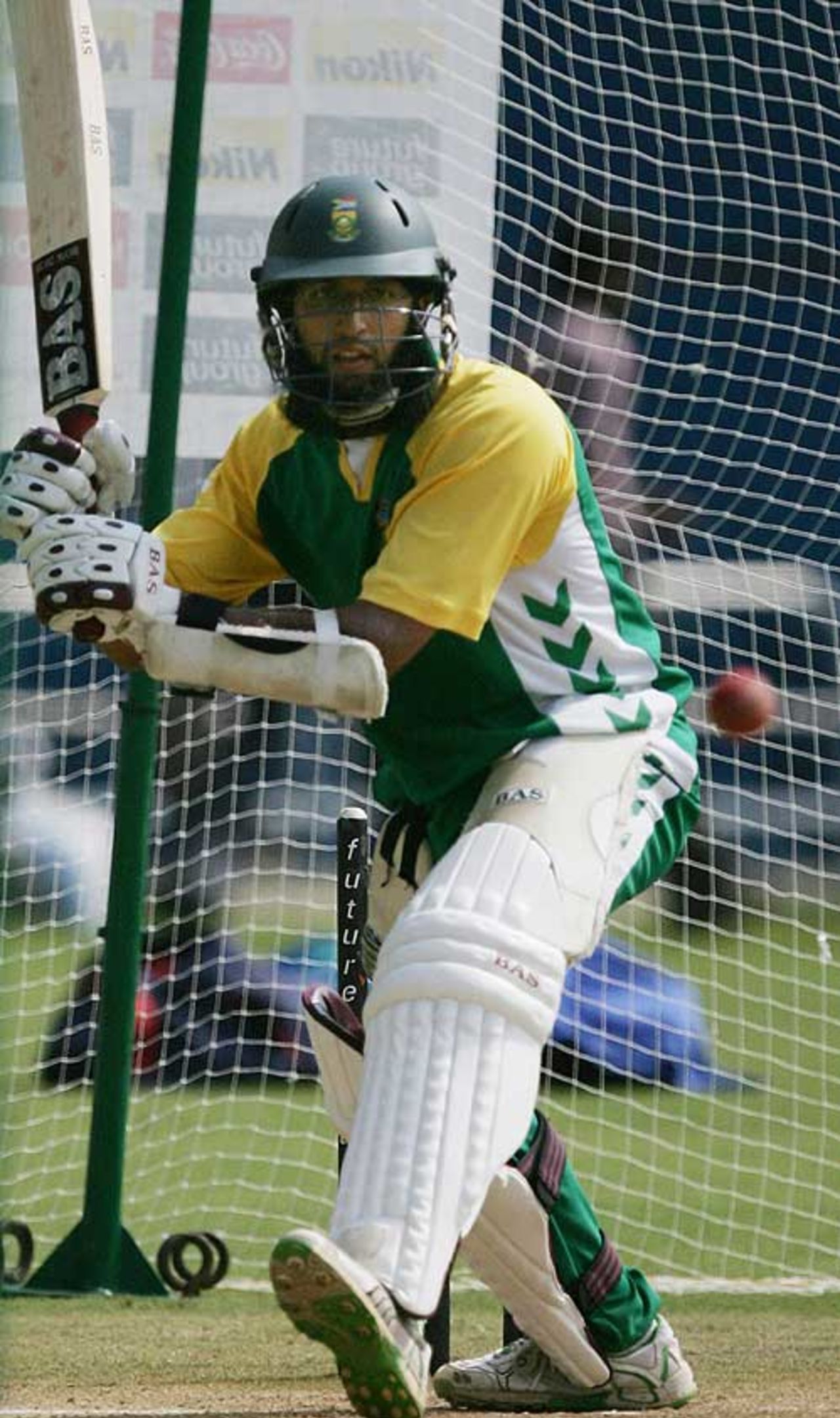 Hashim Amla during a pre-Test nets, Chennai, March 25, 2008