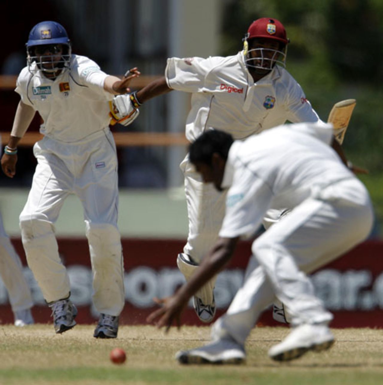 Dwayne Bravo rushes to complete a run, West Indies v Sri Lanka, 1st Test, Guyana, 5th day, March 26, 2008