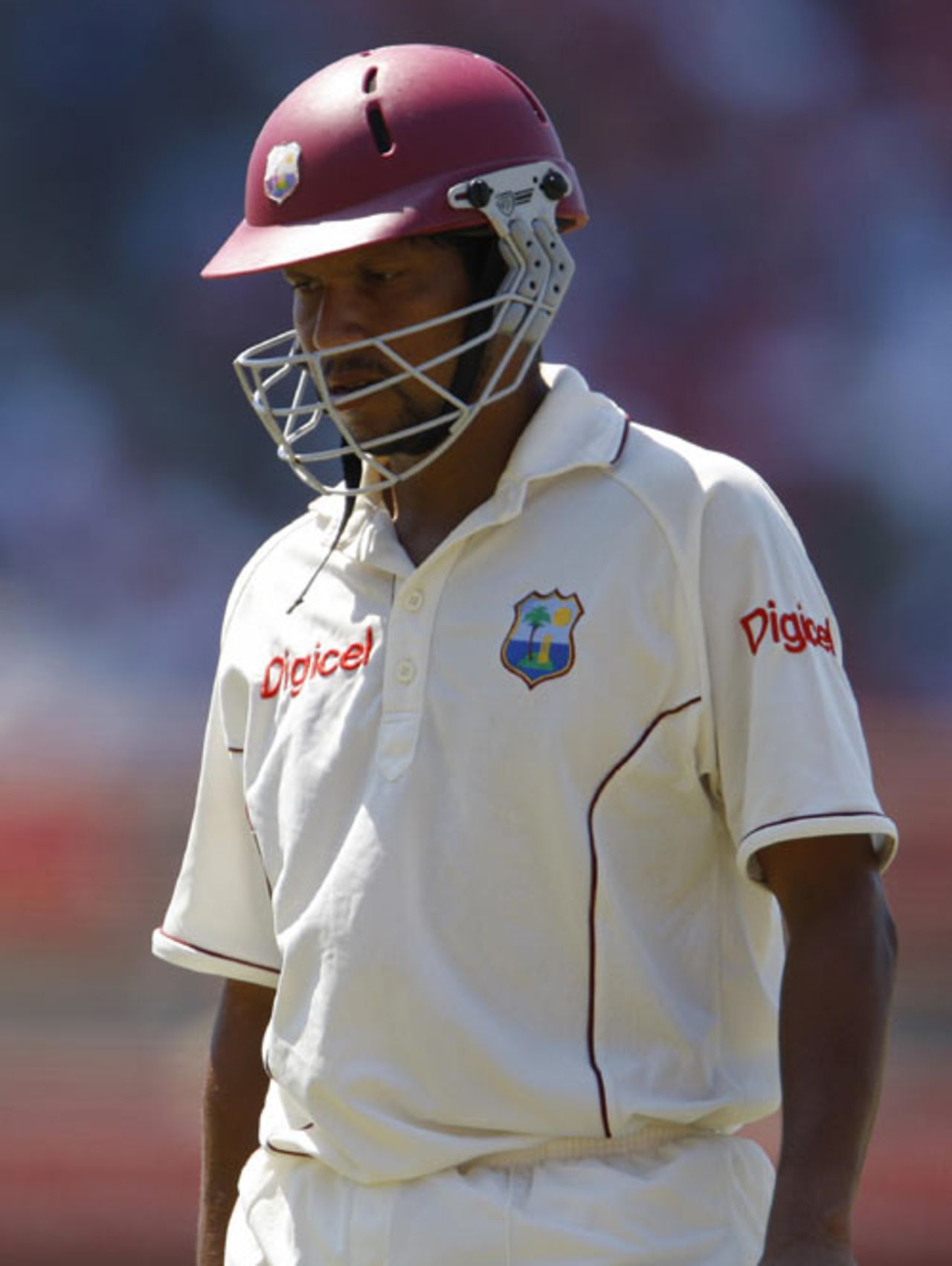 Ramnaresh Sarwan trudges back after being trapped lbw, West Indies v Sri Lanka, 1st Test, Guyana, 5th day, March 26, 2008
