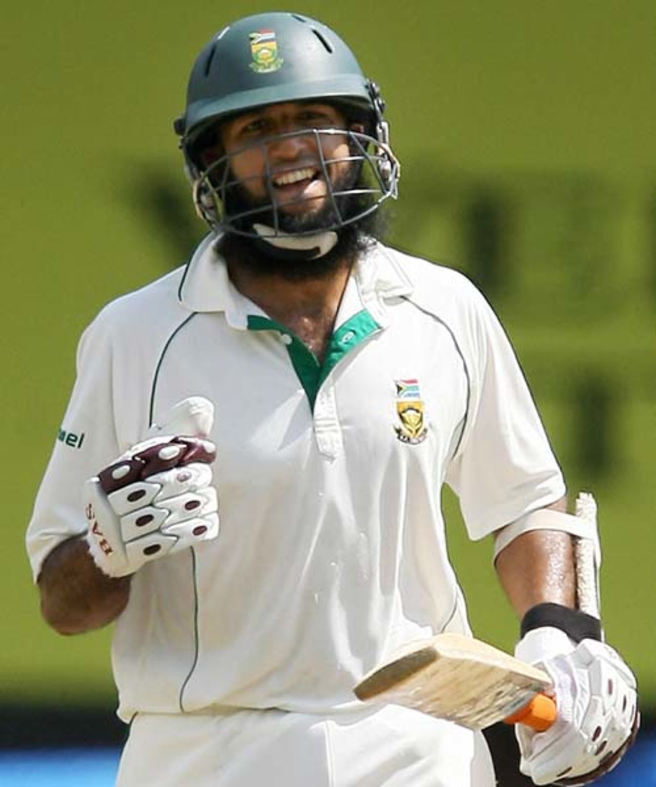 Hashim Amla enjoys his time out in the middle, India v South Africa, 1st Test, Chennai, 2nd day, March 27, 2008 