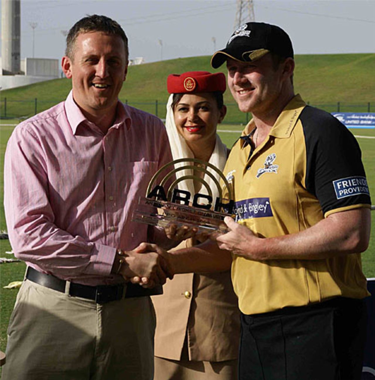 Anthony McGrath receives the Pro ARCH trophy, UAE v Yorkshire, Abu Dhabi, March 28, 2008