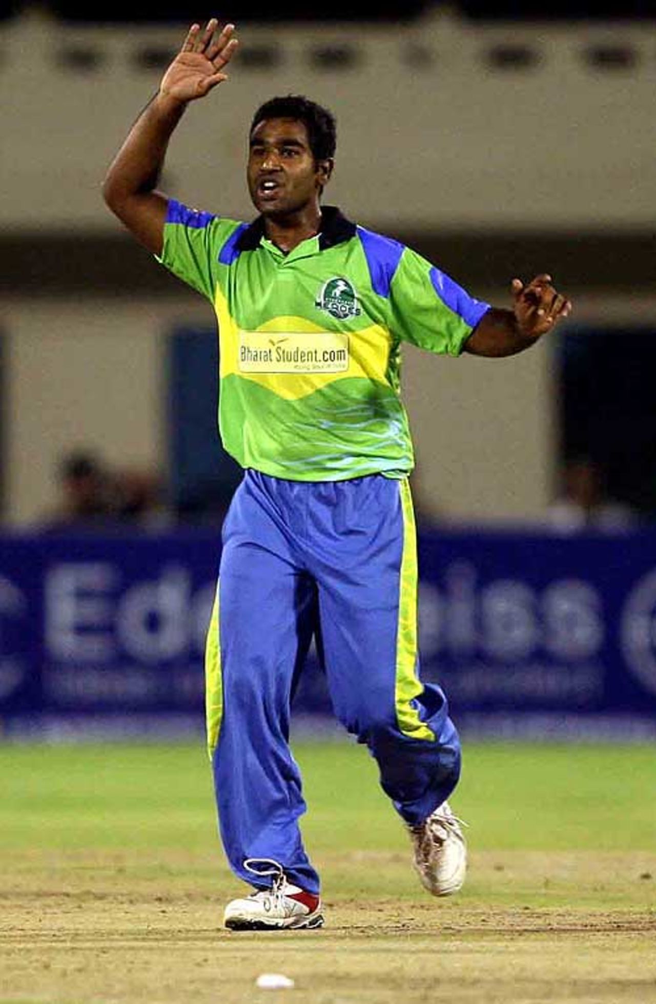 Alfred Absolem celebrates his second wicket, Chandigarh Lions v Hyderabad Heroes, Indian Cricket League, Hyderabad, March 29, 2008