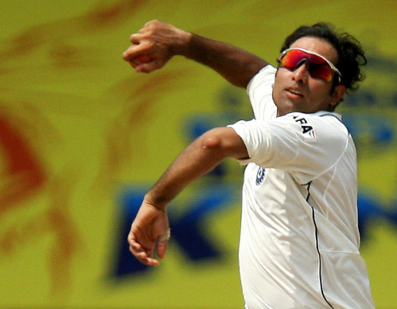 VVS Laxman rolls his arm over, India v South Africa, 1st Test, Chennai, 5th day, March 30, 2008 