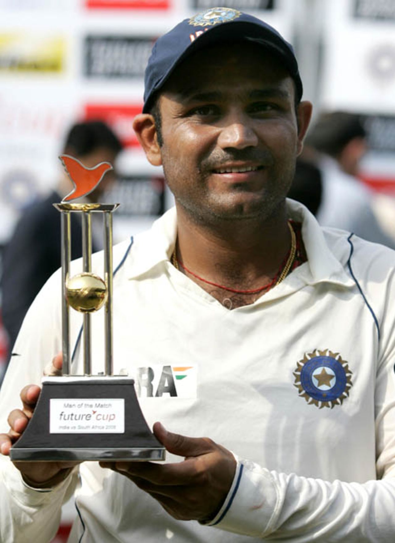 Virender Sehwag was the obvious choice for Man of the Match, India v South Africa, 1st Test, Chennai, 5th day, March 30, 2008 