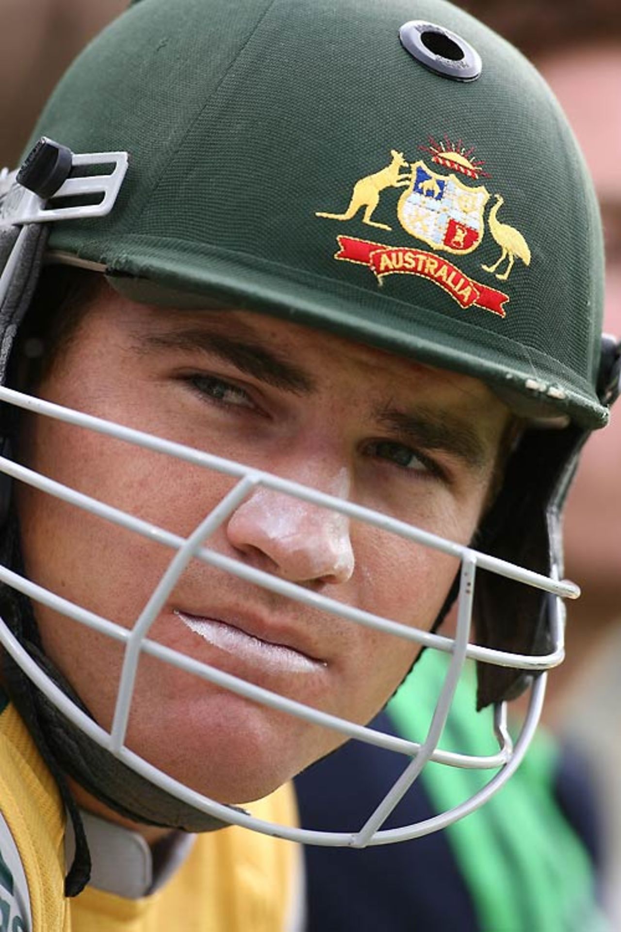 Luke Pomersbach awaits his turn to bat, Australia v New Zealand, Twenty20 International, Perth, December 11, 2007 
