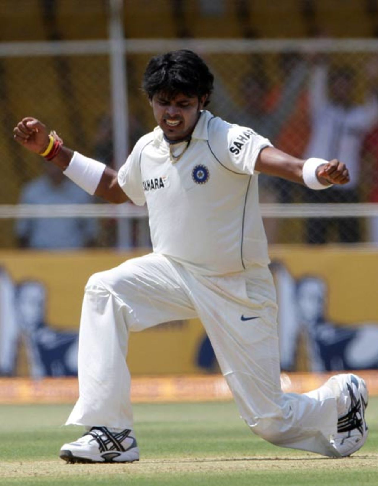 Sreesanth does a celebratory jig after dismissing Graeme Smith, India v South Africa, 2nd Test, Ahmedabad, 1st day, April 3, 2008