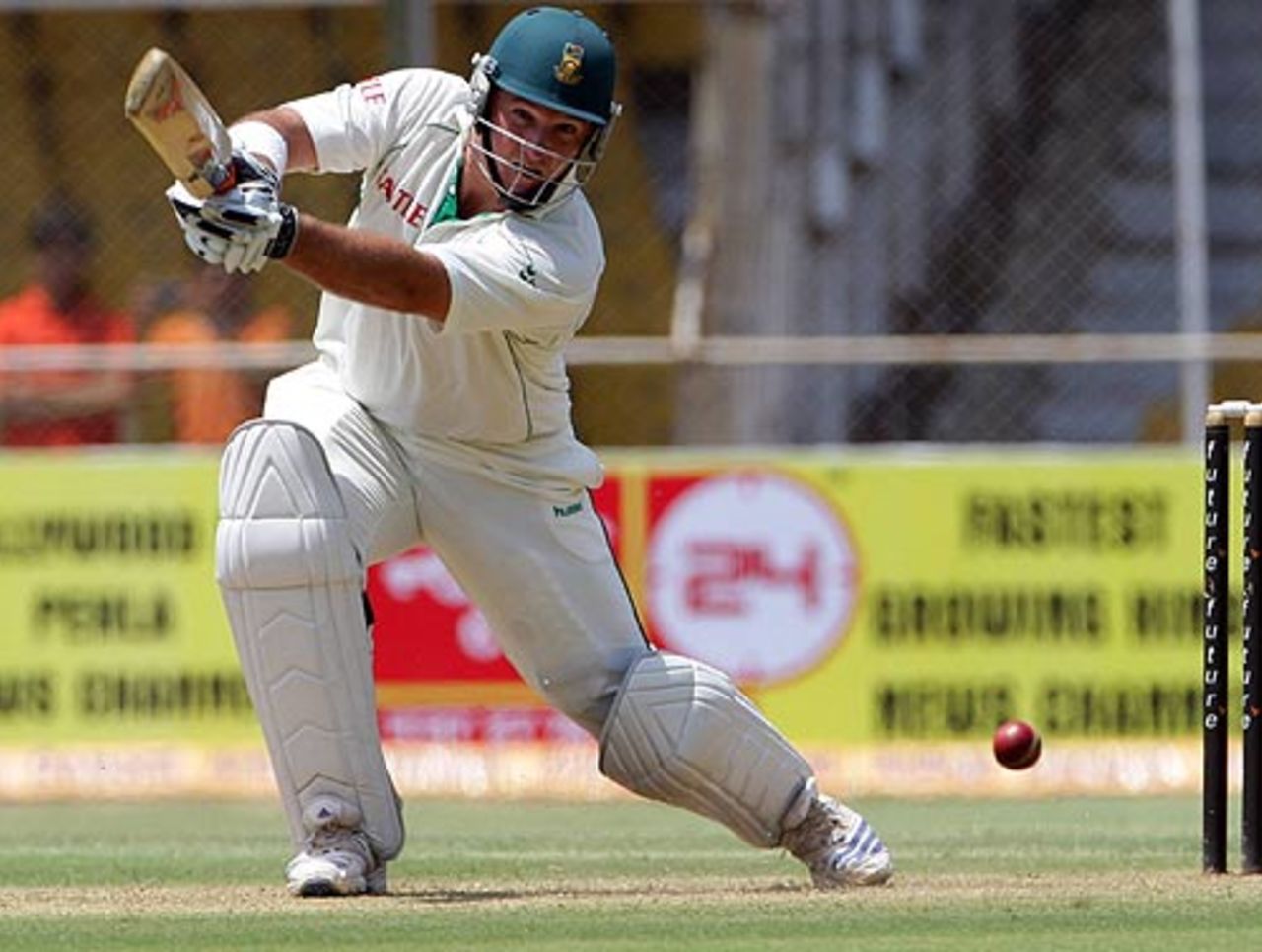 Graeme Smith plays the ball through the off side, India v South Africa, 2nd Test, Ahmedabad, 1st day, April 3, 2008