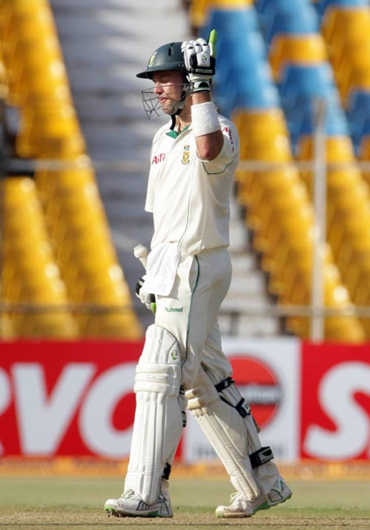 AB de Villiers brings up his half-century , India v South Africa, 2nd Test, Ahmedabad, 1st day, April 3, 2008