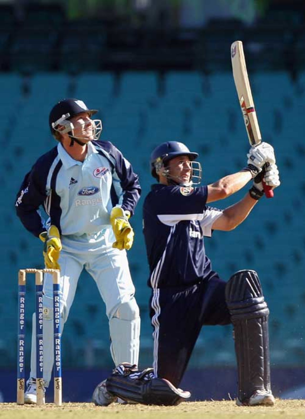 David Hussey of the Bushrangers hits a six, Victoria Bushrangers v New South Wales Blues, FR Cup, SCG, February 20, 2008