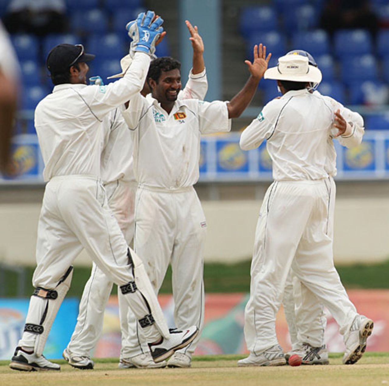 Muttiah Muralitharan took three wickets on day two, West Indies v Sri Lanka, 2nd Test, Trinidad, 2nd day, April 4, 2008