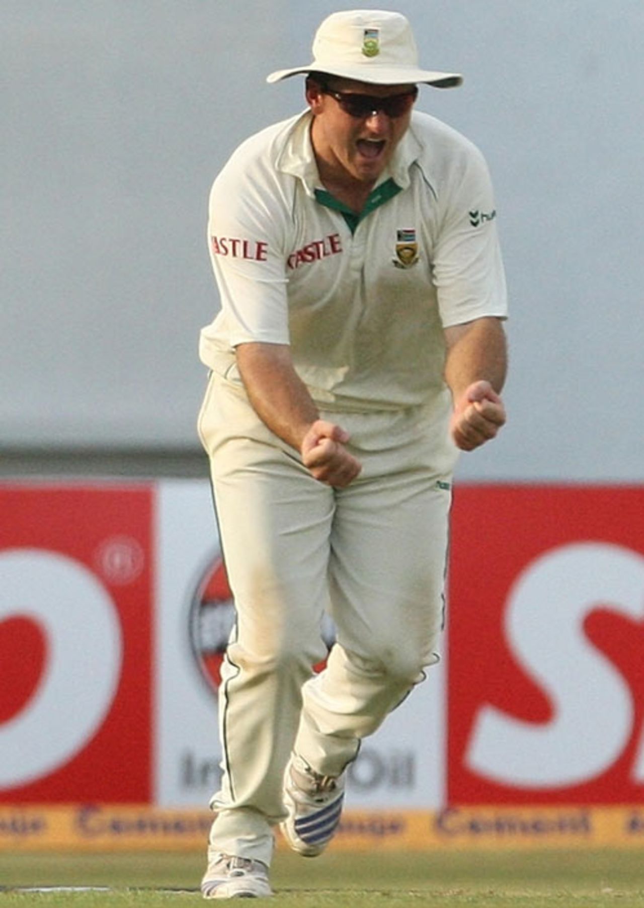 Graeme Smith is delighted as the last Indian wicket falls, India v South Africa, 2nd Test, Ahmedabad, 3rd day, April 5, 2008