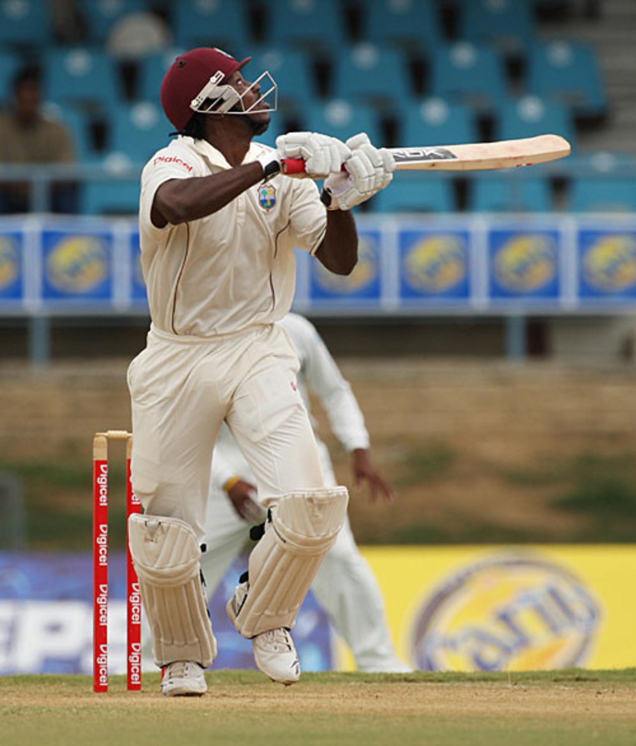 Chris Gayle skies a catch to point,  West Indies v Sri Lanka, 2nd Test, Trinidad, 4th day, April 6, 2008 