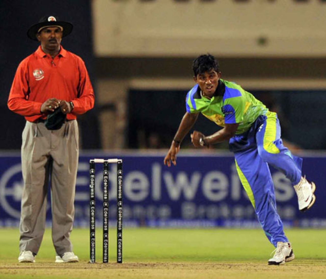 Inder Shekar Reddy claimed figures of 4 for 19, Hyderabad Heroes v Lahore Badshahs, Indian Cricket League, 2nd final, Hyderabad, April 6, 2008 
