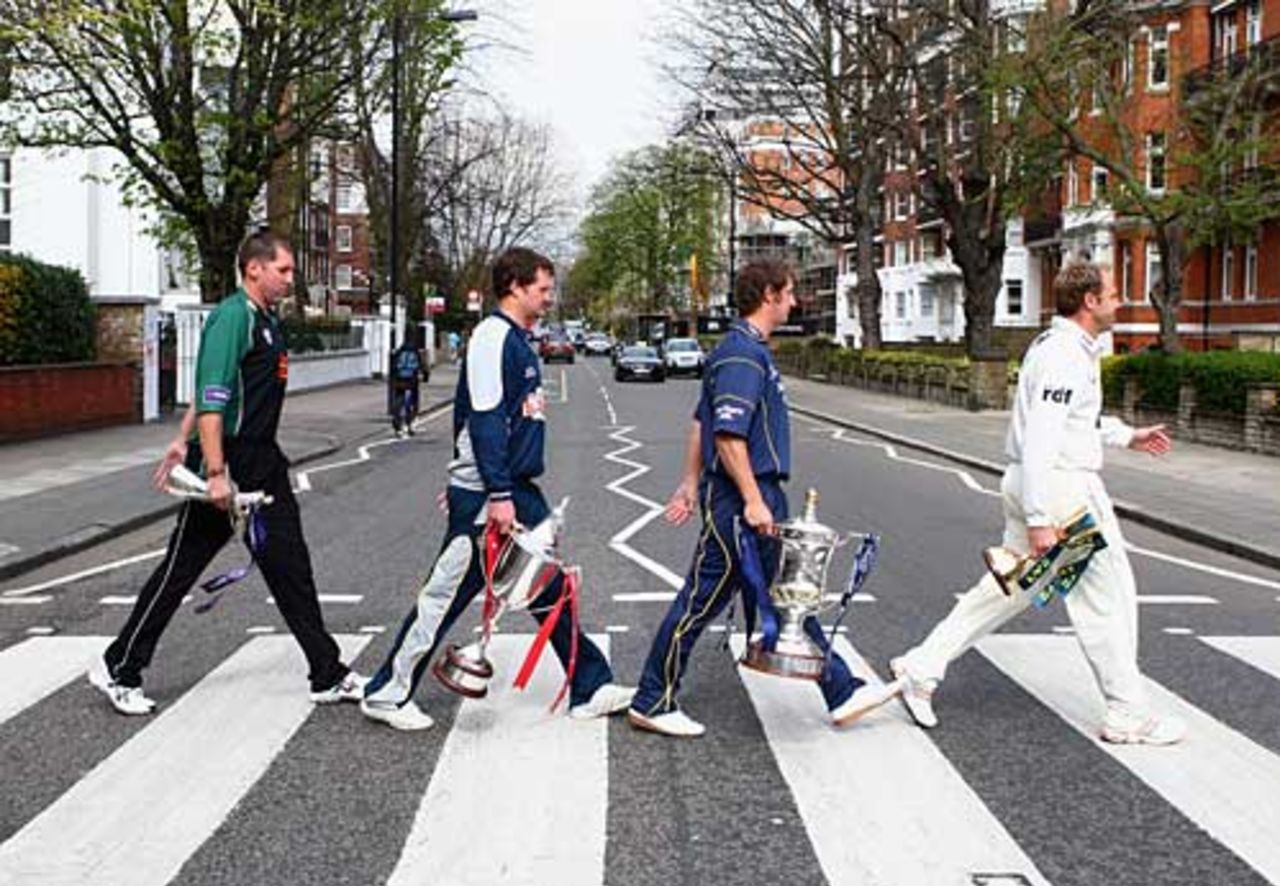The Fab Four - Matt Mason, Robert Key, Phil Mustard and Chris Adams cross Abbey Road, London, April 7, 2008