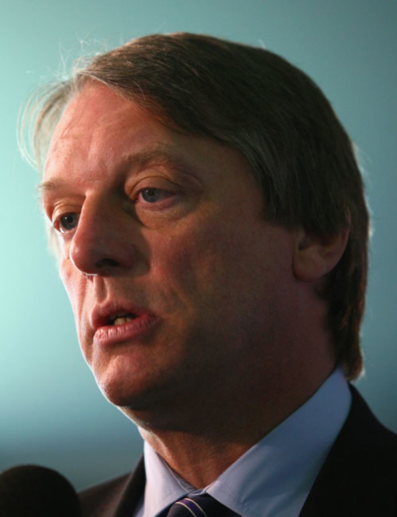 Giles Clarke makes his point to the media, Lord's, April 7, 2008