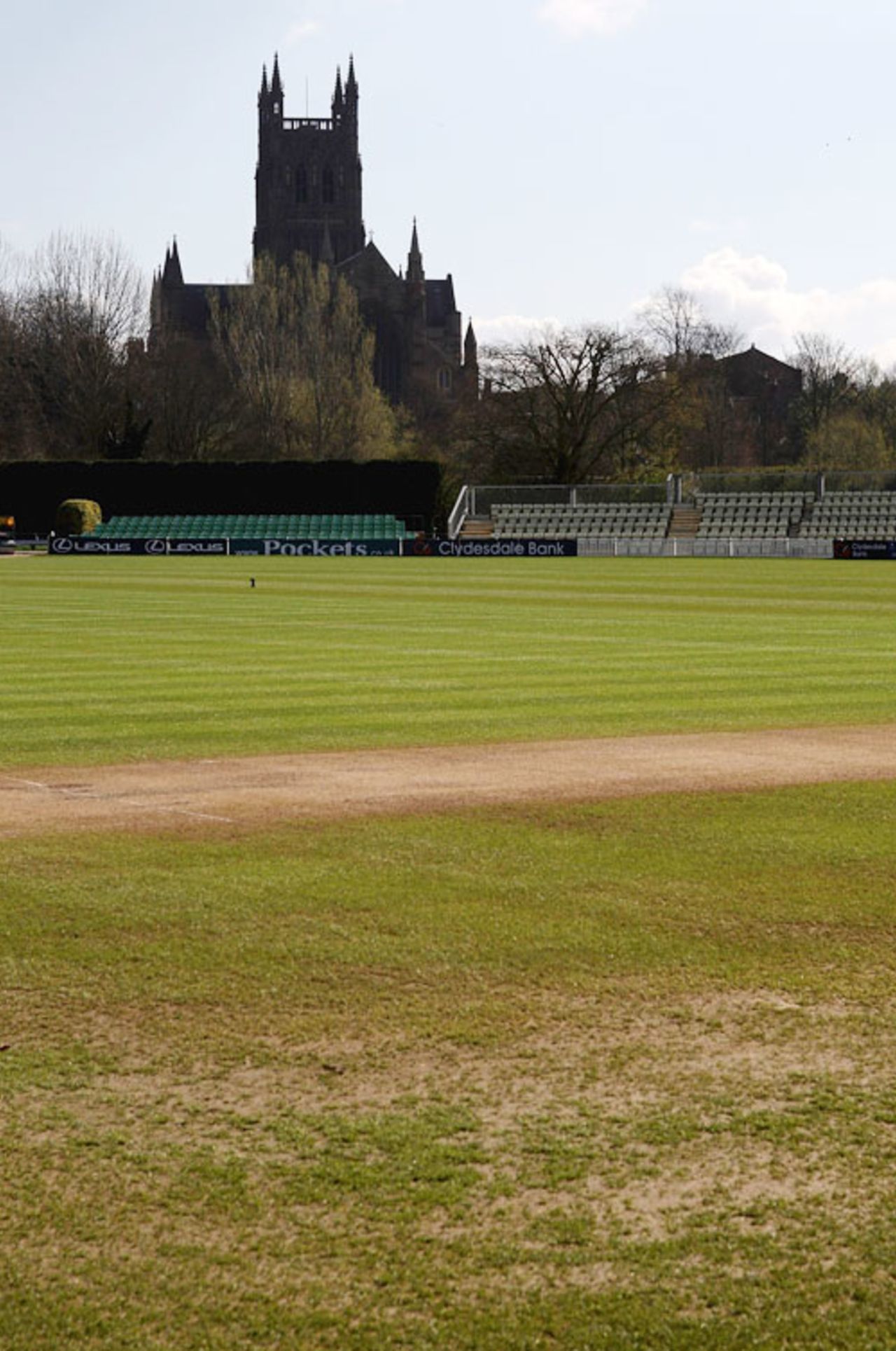 Worcestershire' New Road ground prepares for the start of the season after spring flooding, Worcester, April 8, 2008