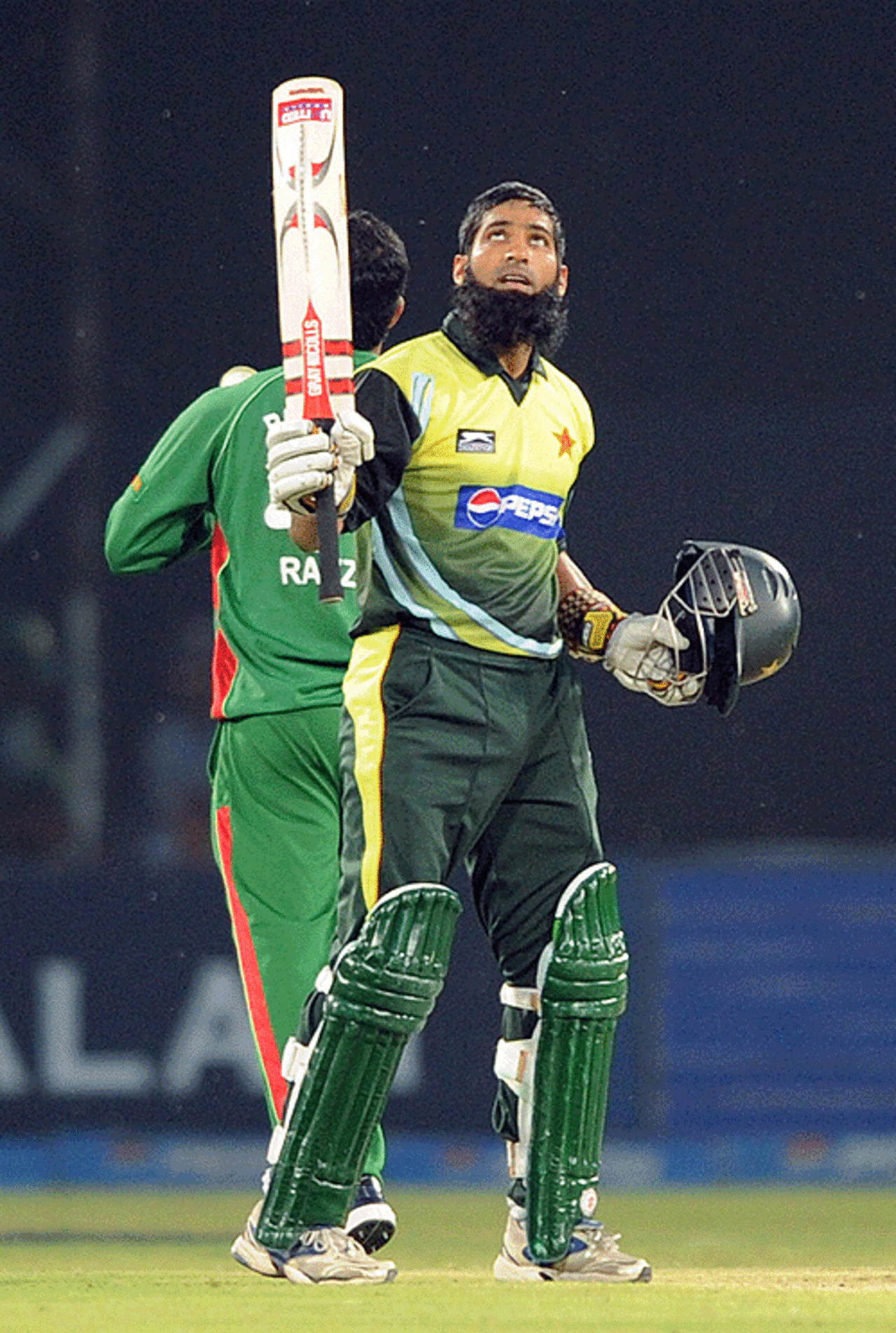 Mohammad Yousuf looks heavenwards after his 15th ODI hundred, Pakistan v Bangladesh, 1st ODI, Lahore, April 8, 2008