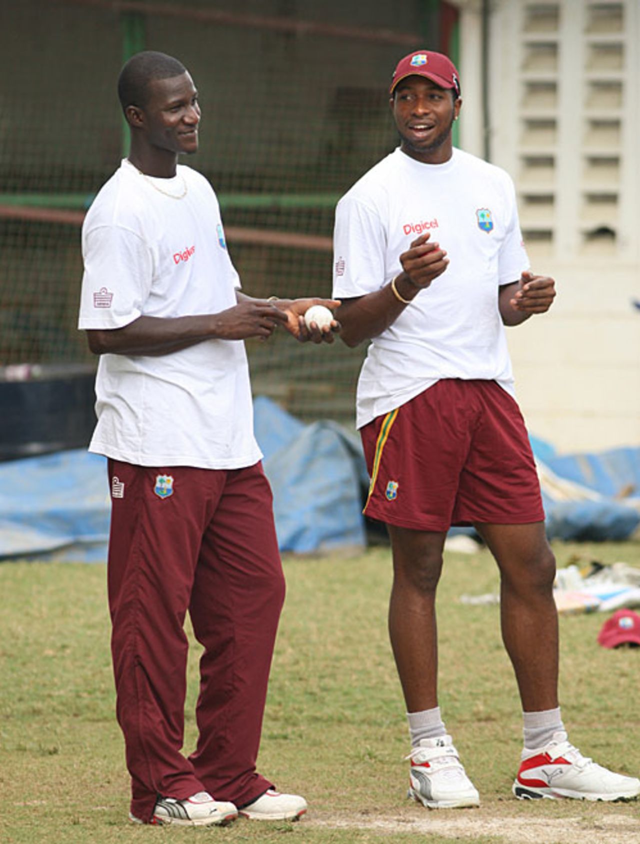 Kieron Pollard and Darren Sammy during a training session, Queen's Park Oval, Trinidad, April 9, 2008