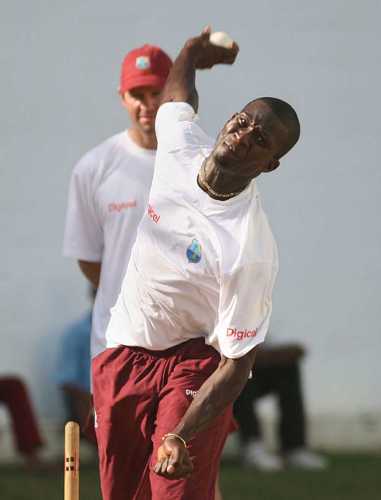 Darren Sammy bowls in the nets, Queen's Park Oval, Trinidad, April 9, 2008