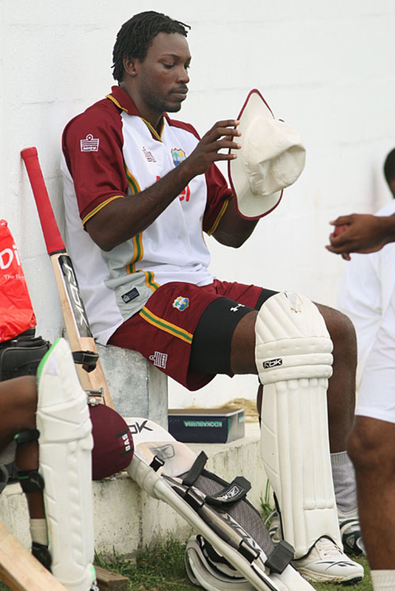 Chris Gayle waits for his turn to bat, Queen's Park Oval, Trinidad, April 9, 2008