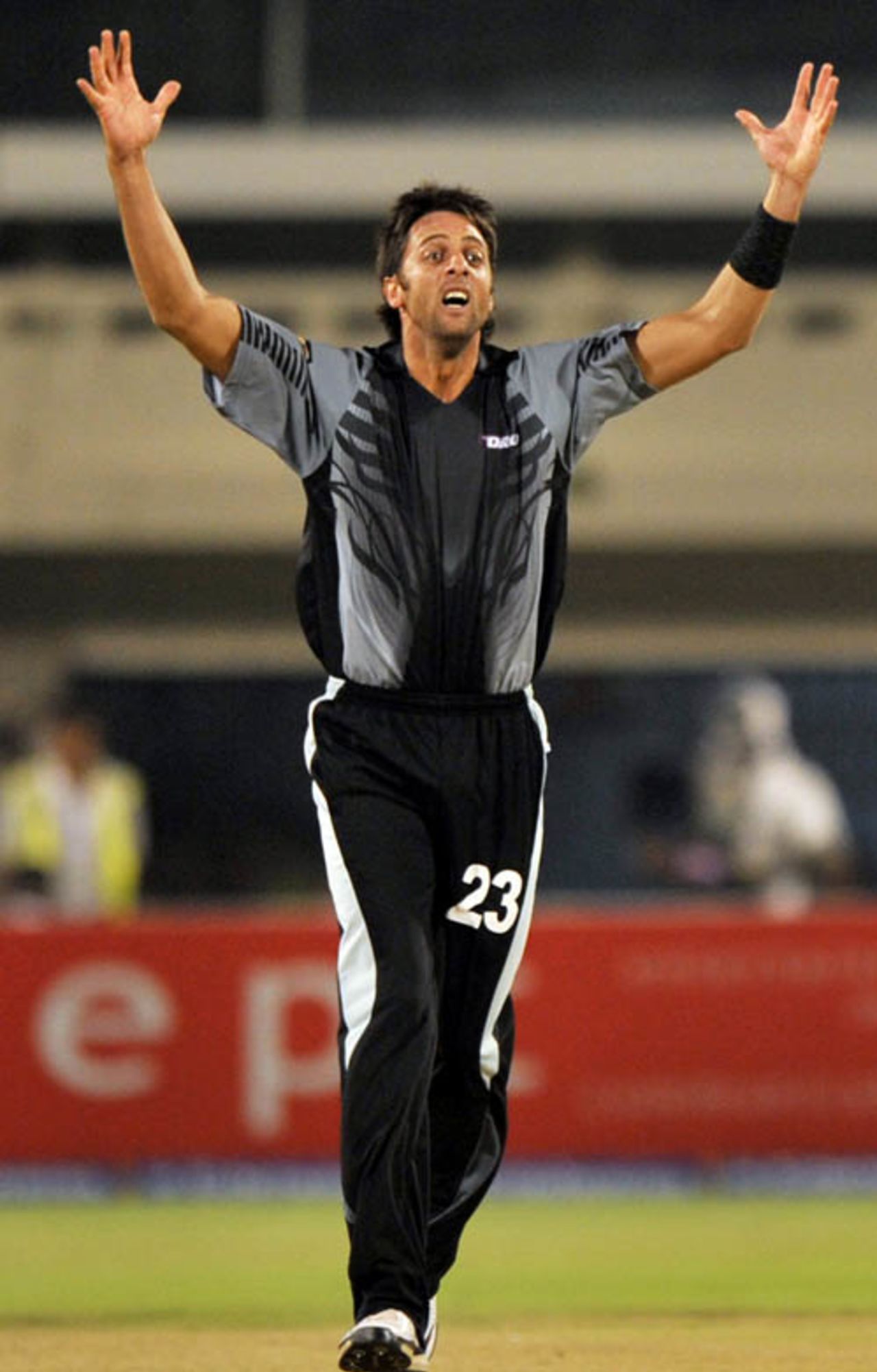 Johan van der Wath appeals successfully for a leg-before, India XI v World XI, Indian Cricket League, Hyderabad, April 9, 2008