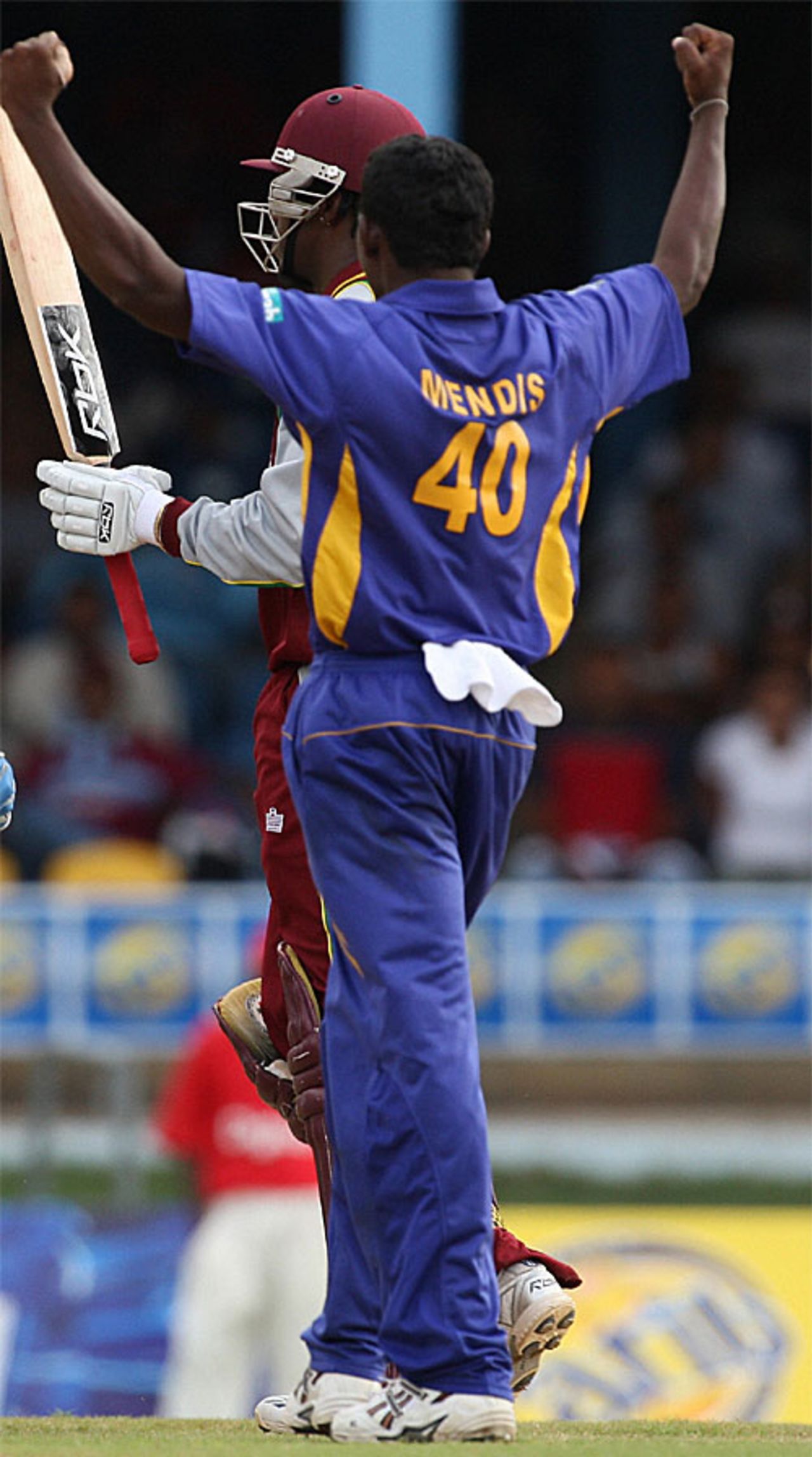 Ajantha Mendis celebrates, West Indies v Sri Lanka, 1st ODI, Trinidad, April 10, 2008