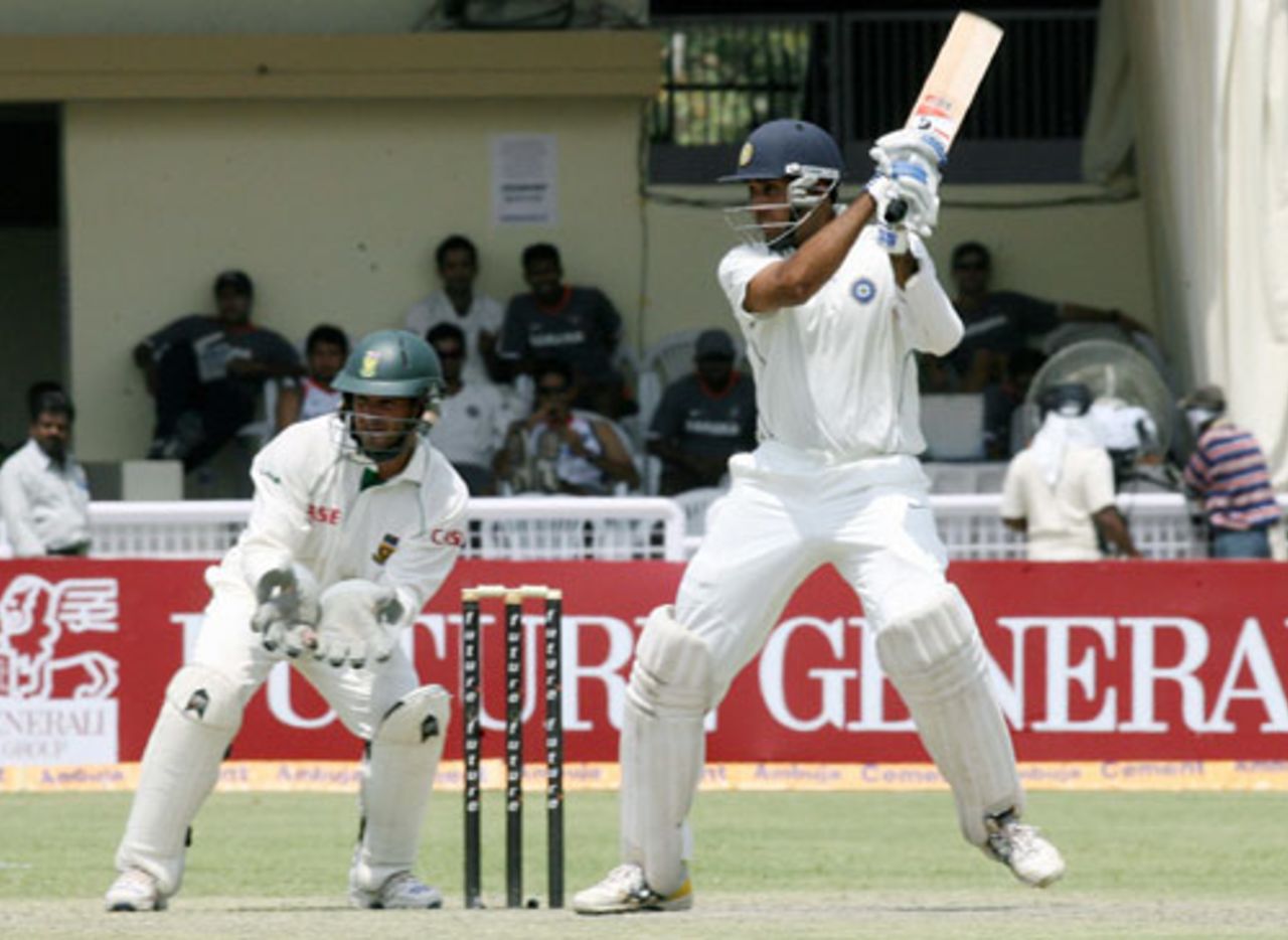VVS Laxman cuts during his fighting innings, India v South Africa, 3rd Test, Kanpur, 2nd day, April 12, 2008 