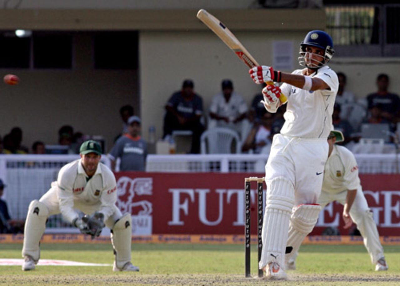 Sourav Ganguly pulls the ball to the boundary, India v South Africa, 3rd Test, Kanpur, 2nd day, April 12, 2008 