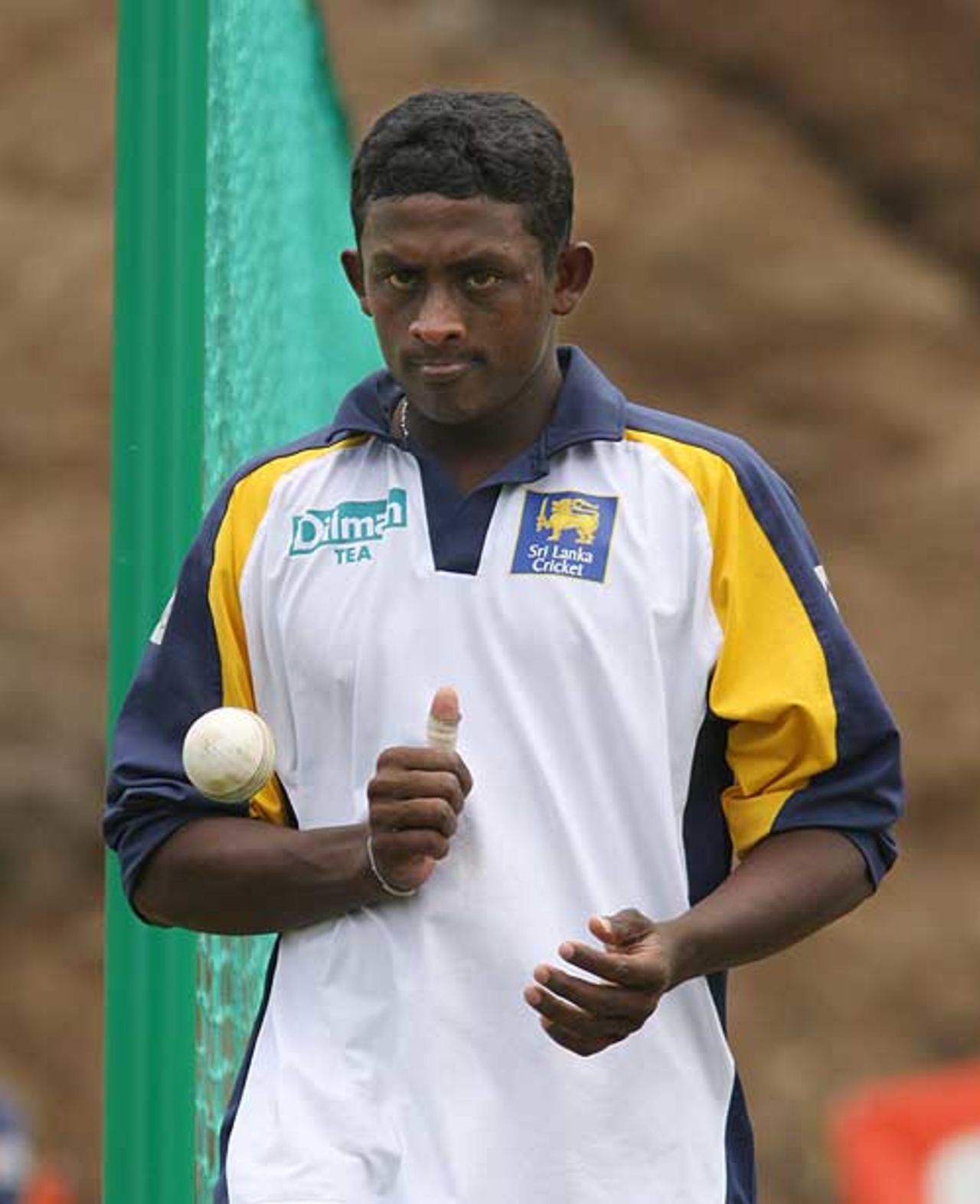 Ajantha Mendis is all concentration, Beausejour Stadium, Saint Lucia, April 15, 2008