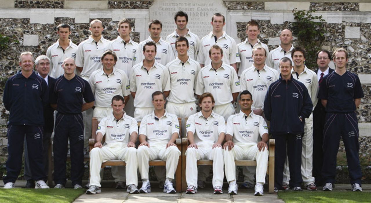 The 2008 Middlesex squad at the pre-season photoshoot, April 1, 2008
