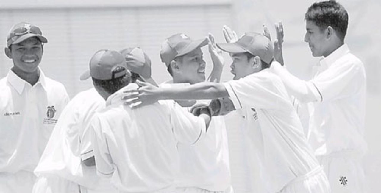 Malaysia celebrate a West Indies wicket, West Indies v Malaysia, Clico International Under-15 Championships, Bridgetown, April 19, 2008